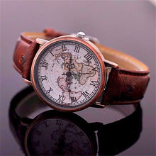 Old World Map Leather Watch