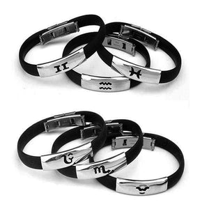 Modern Stainless Steel Zodiac Sign Silicon Bracelet