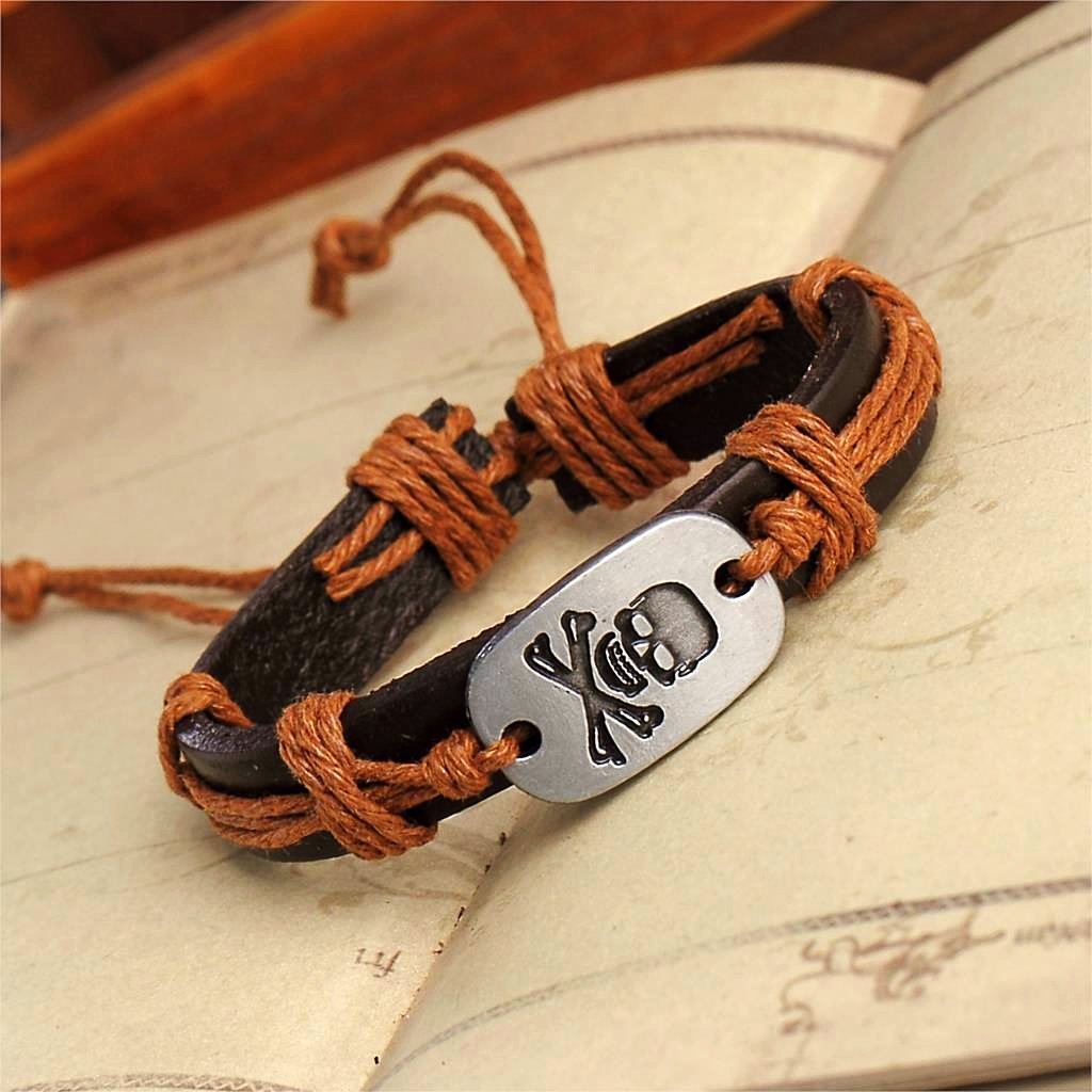 Skull & Bones Leather Cuff Bracelet