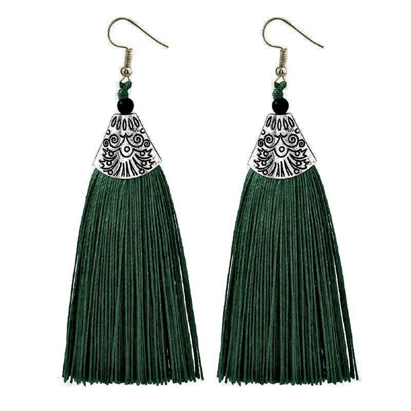 Nassau Green Tassel Earrings KEISELA