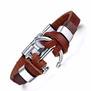 Nautical Anchor Leather Bracelet
