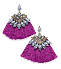 Orchid Crystal Tassel Earrings