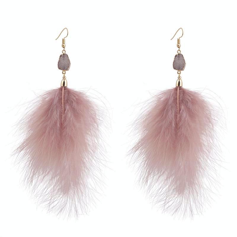 Candy Crystal Feather Earrings