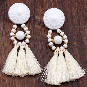 Venice White Tassel Earrings KEISELA