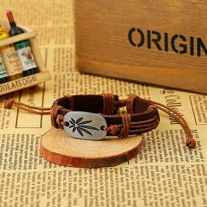 Mary Jane Weed Leather Cuff Bracelet