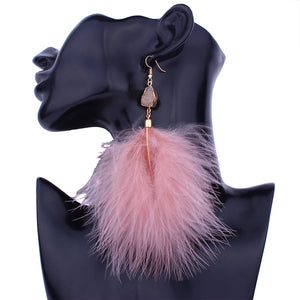 Candy Crystal Feather Earrings