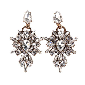 White Crystal Chandelier Earrings