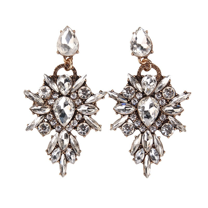 White Crystal Chandelier Earrings
