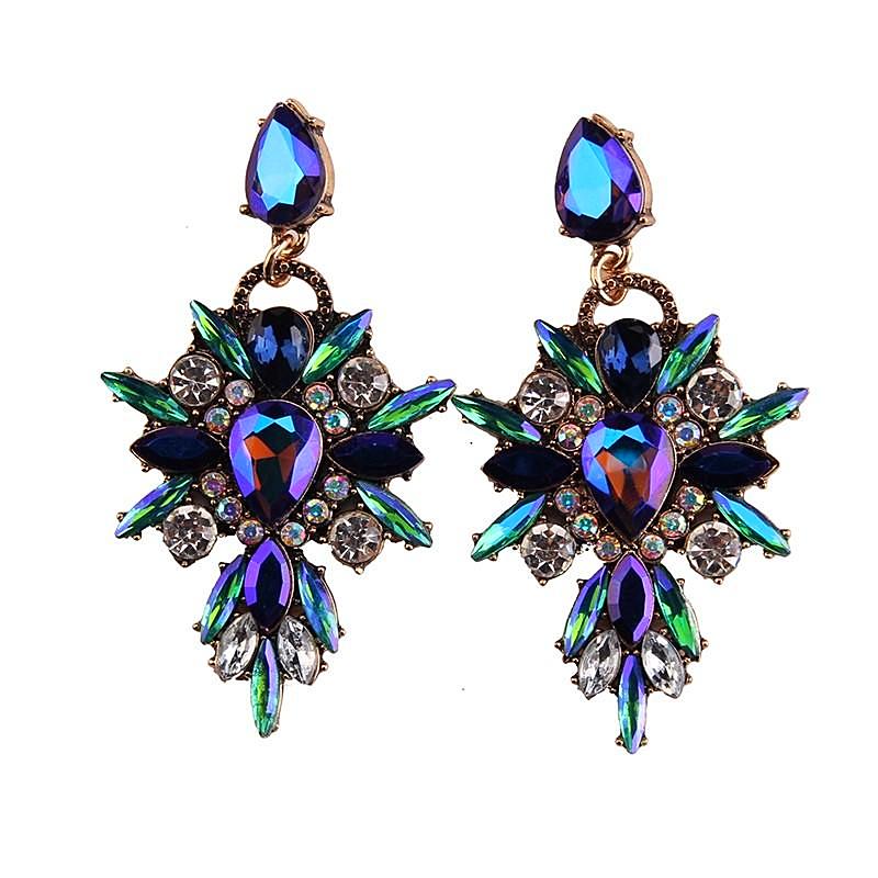 Blue Crystal Chandelier Earrings