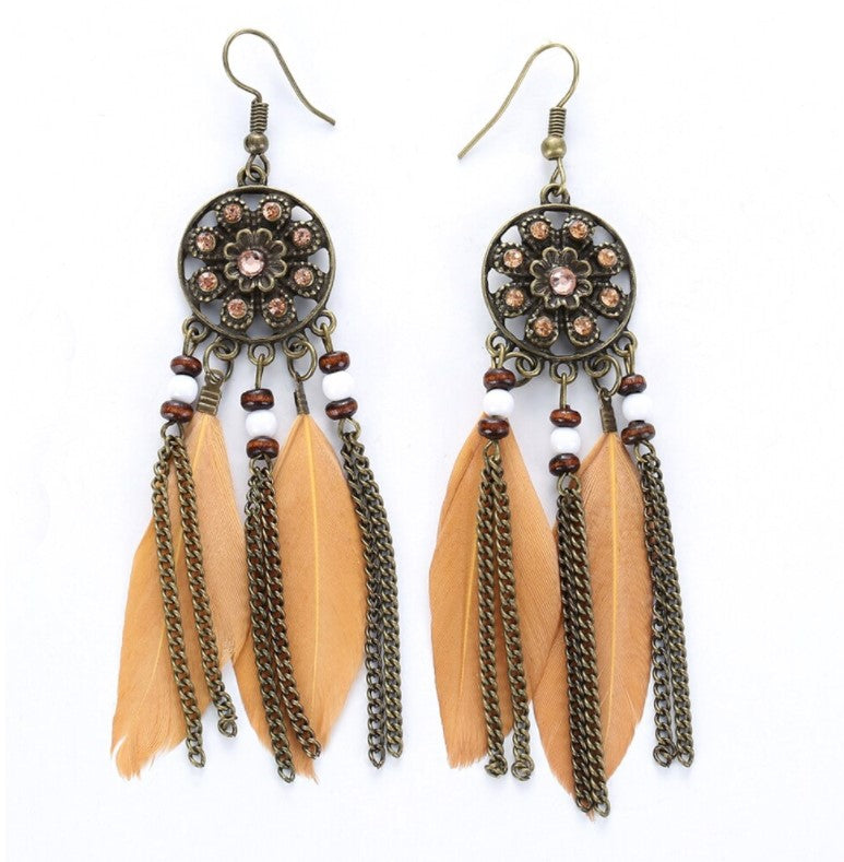 Exuma Camel Feather Earrings