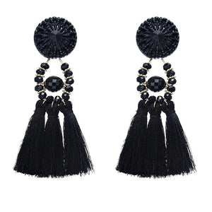 Venice Black Tassel Earrings