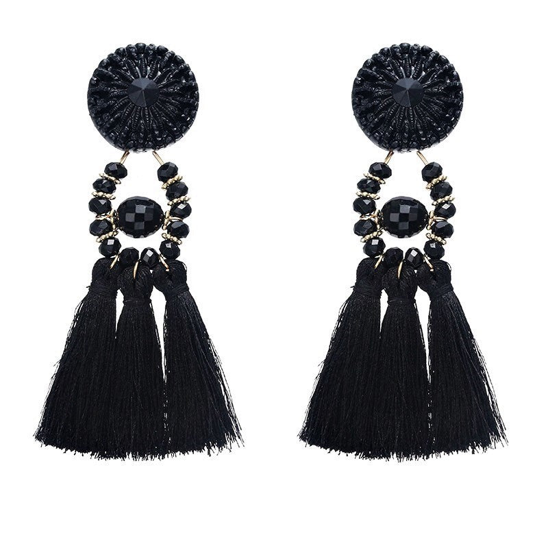 Venice Black Tassel Earrings