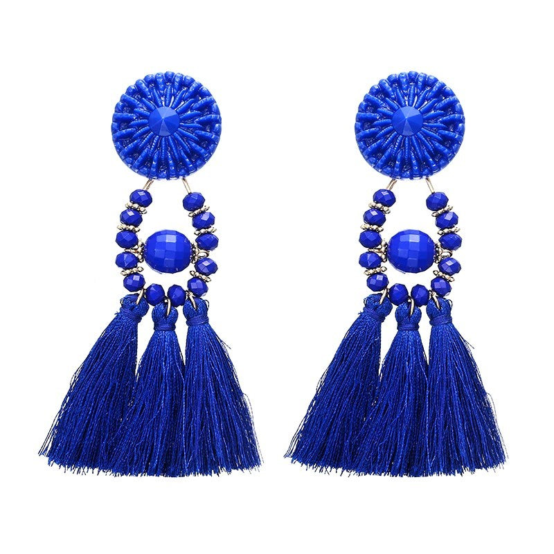 Venice Royal-Blue Tassel Earrings