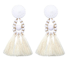 Venice White Tassel Earrings