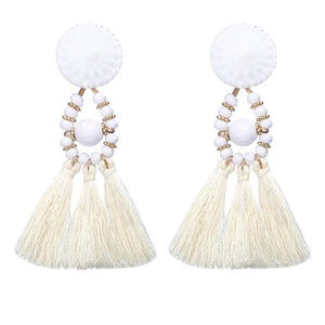 Venice White Tassel Earrings