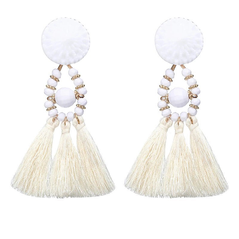 Venice White Tassel Earrings