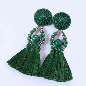 Venice Green Tassel Earrings KEISELA