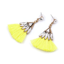 Yellow Crystal Tassel Earrings