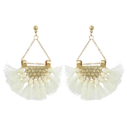 Flamenco White Tassel Earrings