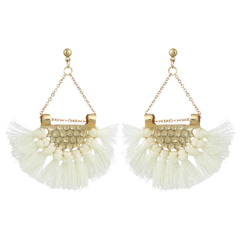 Flamenco White Tassel Earrings